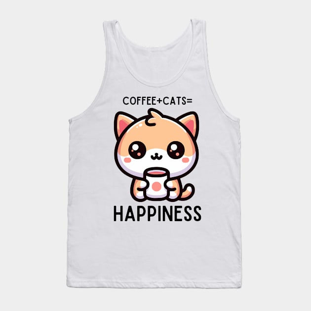 Coffee Plus Cats is Happiness Tank Top by Mey Designs